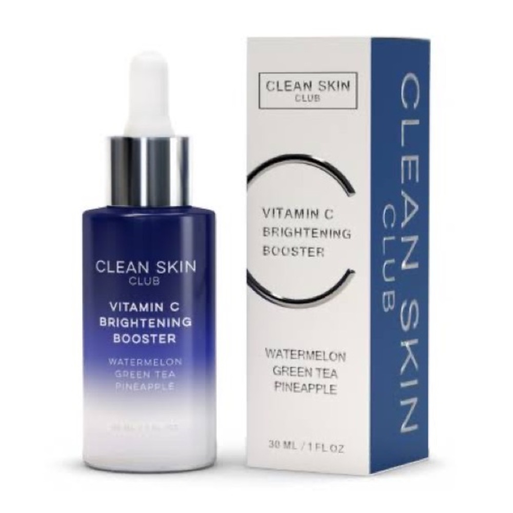 Clean Skin Club Vitamin C Serum & Brightening Booster. Vitamins A, E, D & K
